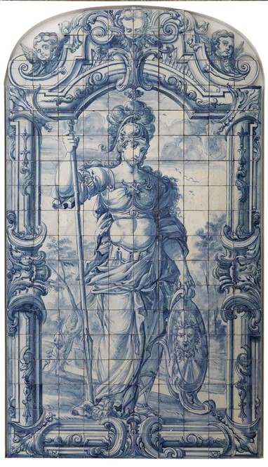 Minerva. Painel mitológico  |  Lisboa, 2º quartel do século XVIII (c. 1725-1759) Museu Nacional do Azulejo, Lisboa © Direcção-Geral do Património Cultural/Arquivo de Documentação Fotográfica (DGPC/ADF) – Luísa Oliveira, 2011