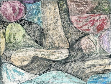 Ana Hatherly Subterrâneos da imaginação, 1974. Pastel e tinta-da-china s/ cartão,  15,1 x 20 cm. Doação Ana Hatherly, coleção Fundação Cupertino de Miranda