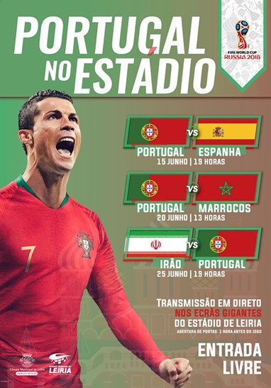 Leiria Todos os jogos do Mundial de Futebol da Rússia serão transmitidos no Estádio Municipal Dr. Magalhães Pessoa.