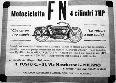 Folheto de publicidade italiano da FN Four de 1914