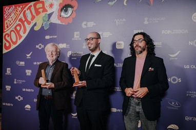 Branko Neskov, Nuno Bento e Tiago Raposinho (vencedores do prémio Sophia na categoria Melhor Som com o filme Variações)