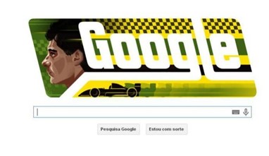 "Doodle" comemorativo do 54º aniversário de Ayrton Senna