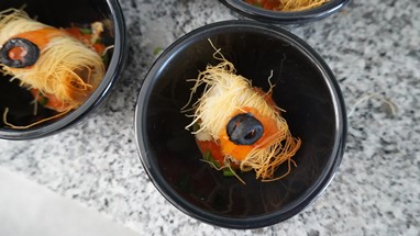 Tacos de bacalhau textura crocante pure pimentos assados /jmdmoreira