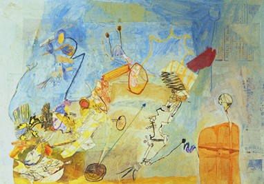 Paula Rego Sem título, [1963]. Acrílico, lápis de cor e papel colado s/ tela, 65 x 92 cm.  Ex-coleção Cruzeiro Seixas, doação Eng. João Meireles, coleção Fundação Cupertino de Miranda.