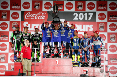 Pódio com Kawasaki, Yamaha e Honda