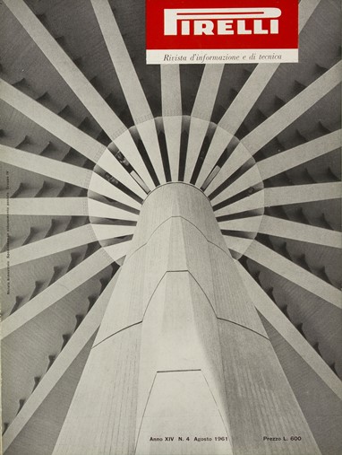 Ugo Mulas, pormenor do Palazzo del Lavoro a Torino, capa da revista "Pirelli" nº 4, Julho-Agosto 1961, impressão em papel opaco. Fundação Pirelli.