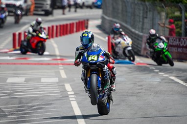 André na chicane da meta