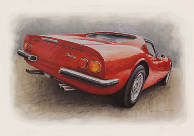 Ferrari Dino GTS - Original Painting - By João Saldanha