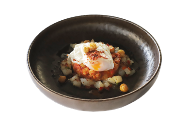 Bacalhau marinado e migas de grao