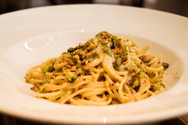 Spaghetoni Verdi al Pistacchio e Gorgonzola