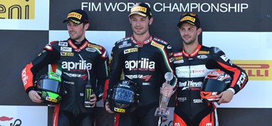Eugene Laverty (à esquerda), Sylvain Gintoli (ao meio) e Michele Fabrizio (à direita)