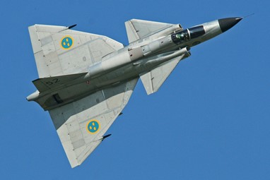 Um SAAB Viggen como os pilotados pelo par