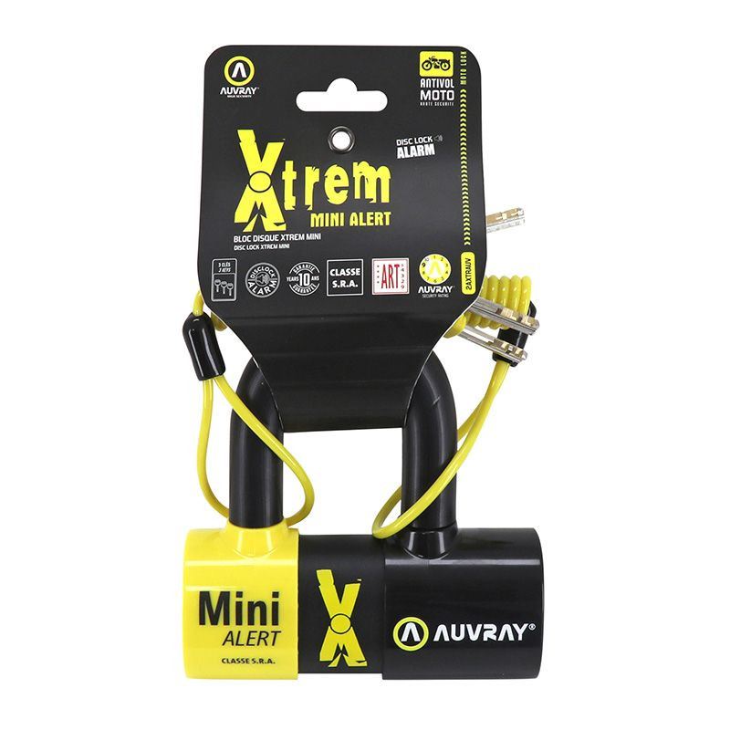 AUVRAY Disco Xtrem Mini em U c/ Alarme SRA + cabo reminder | Cadeado