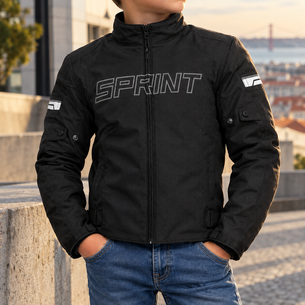Blusão SPRINT Kid LOGO Preto/Cinza | Blusões