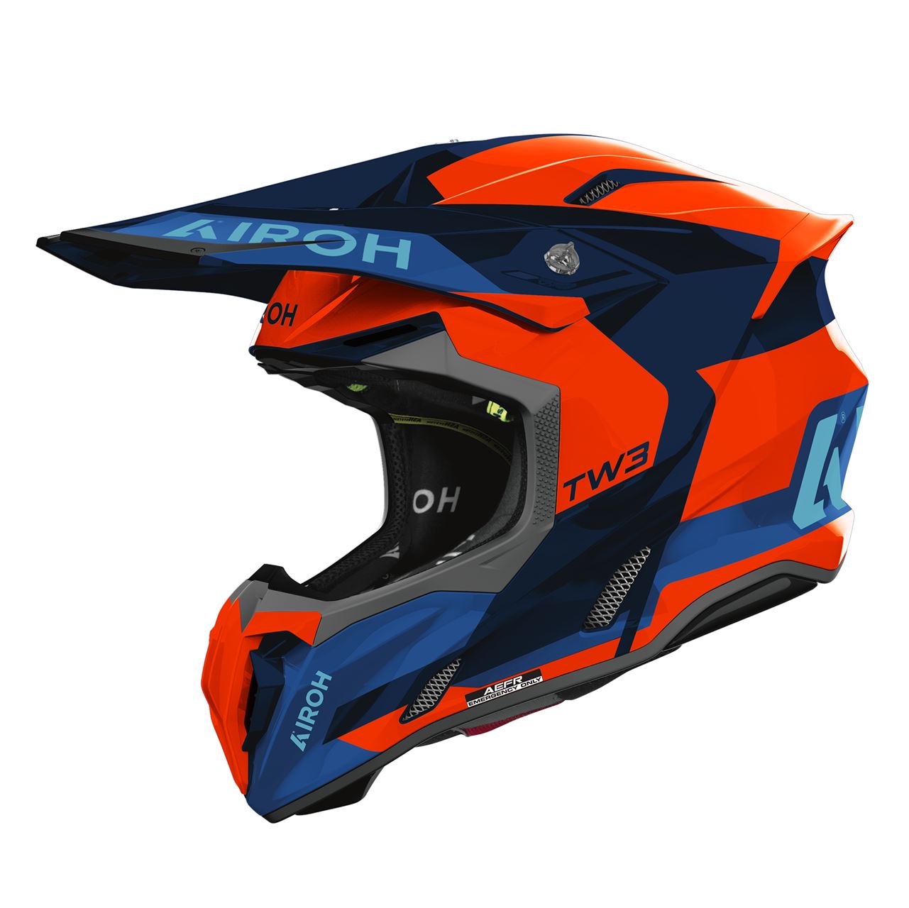 Capacete AIROH TWIST 3 FANCY Azul/Laranja Gloss | Capacete Offroad