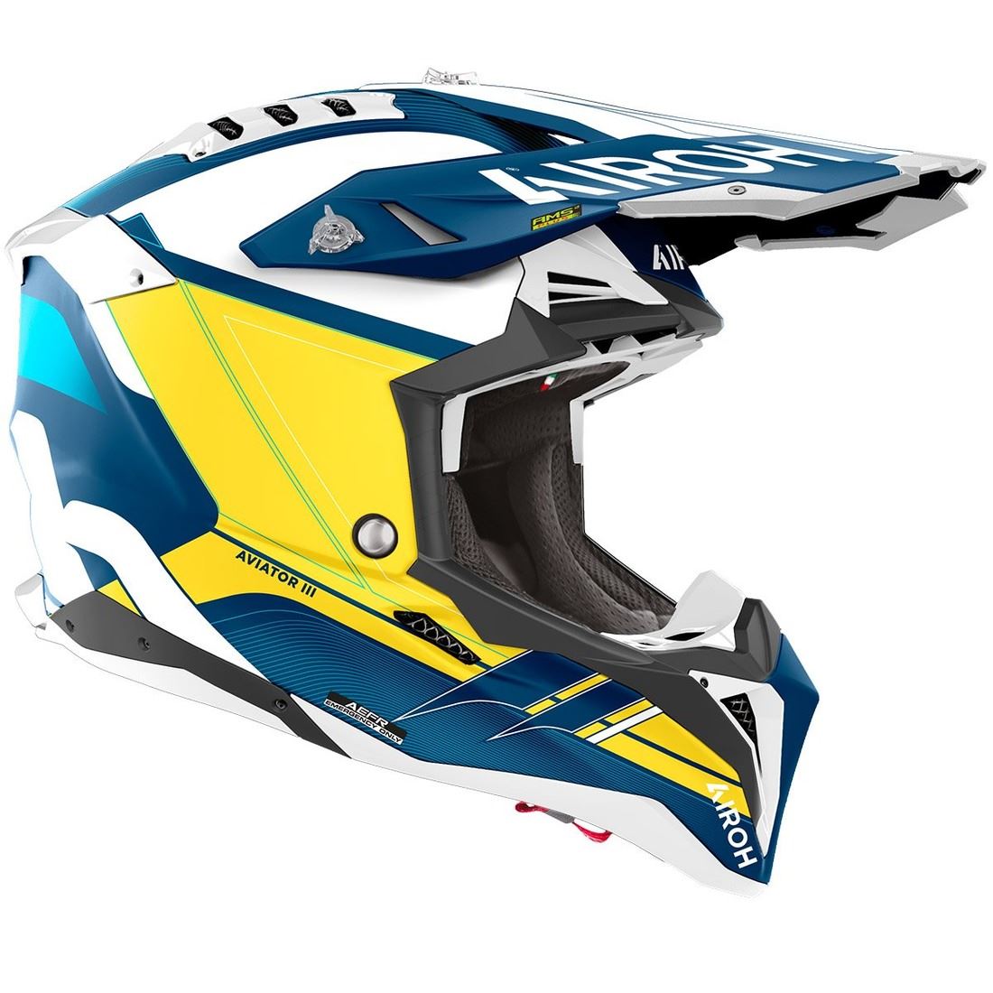 Capacete AVIATOR 3 SABER Azul Gloss AIROH | Capacete Offroad