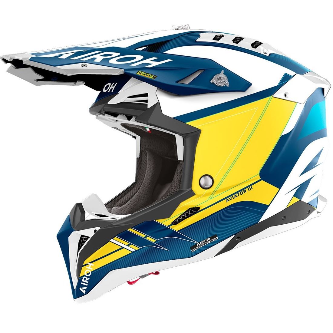 Capacete AVIATOR 3 SABER Azul Gloss AIROH | Capacete Offroad