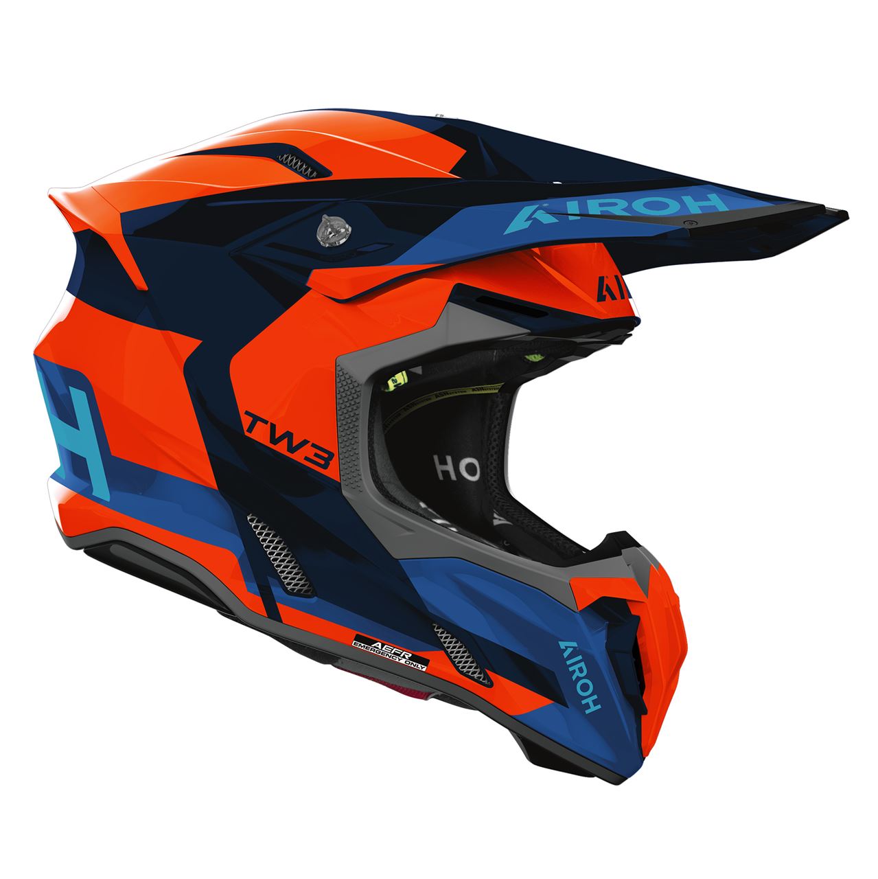 Capacete AIROH TWIST 3 FANCY Azul/Laranja Gloss | Capacete Offroad