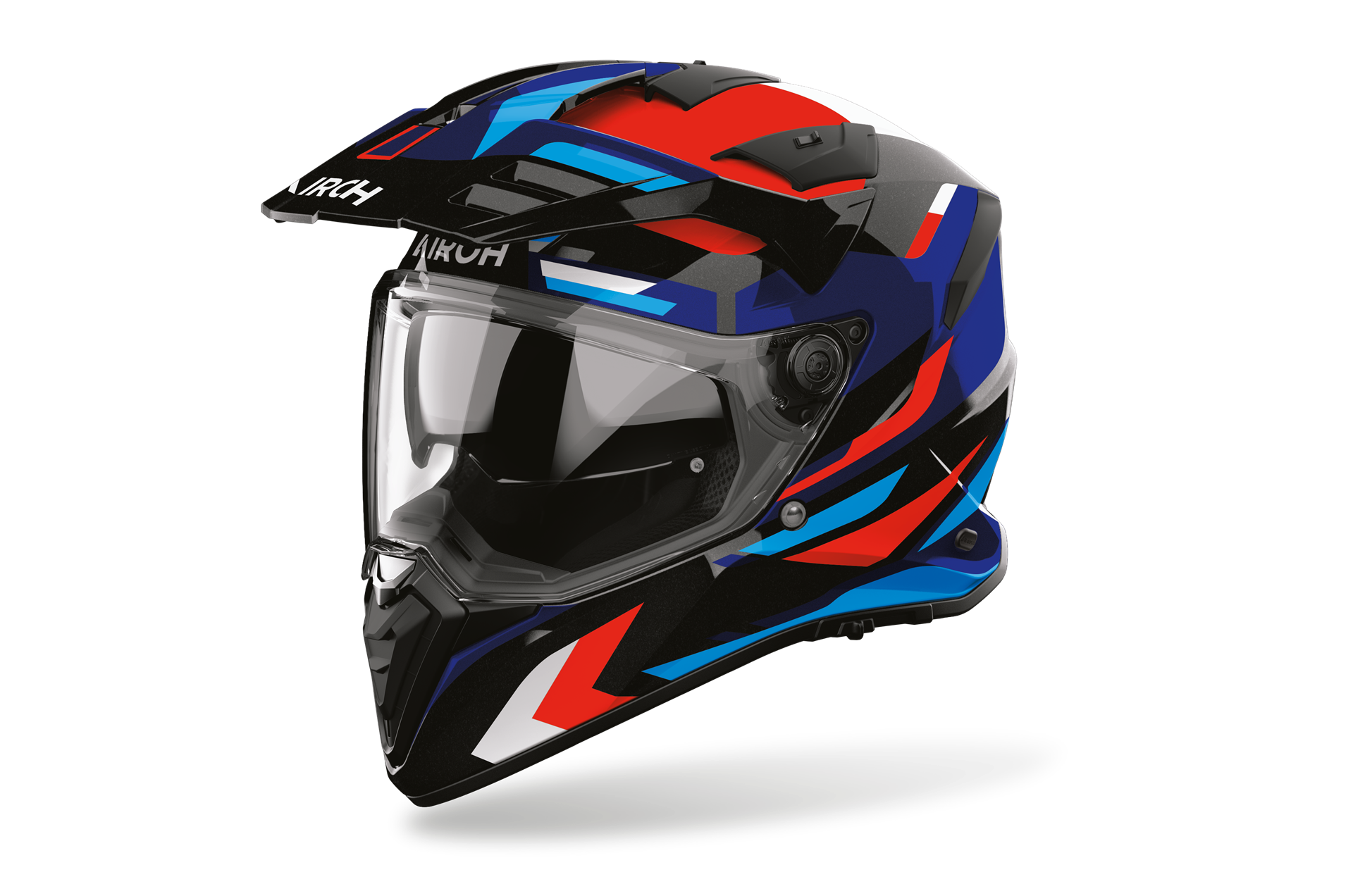 Capacete AIROH BADX-X GLITCH Azul/Vermelho | Capacete Modular