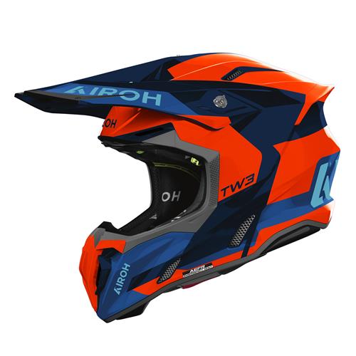 Capacete AIROH TWIST 3 FANCY Azul/Laranja Gloss