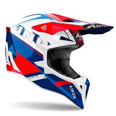 AIROH WRAAAP FEEL Azul/Vermelho Gloss | Capacete Offroad