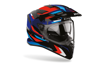 Capacete AIROH BADX-X GLITCH Azul/Vermelho | Capacete Modular
