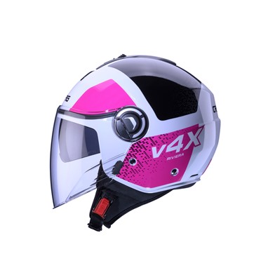 CABERG Capacete RIVIERA V4X ALPHA Branco/Preto/Rosa | Capacete Aberto