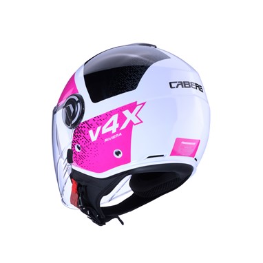 CABERG Capacete RIVIERA V4X ALPHA Branco/Preto/Rosa | Capacete Aberto