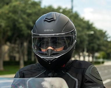 Capacete OUTRUSHR Preto Matt C Intercom Mesh ECE2206 SENA | Capacete Modular