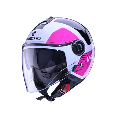 CABERG Capacete RIVIERA V4X ALPHA Branco/Preto/Rosa | Capacete Aberto