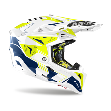 AIROH AVIATOR 3 SPIN Amarelo/Azul | Capacete Offroad