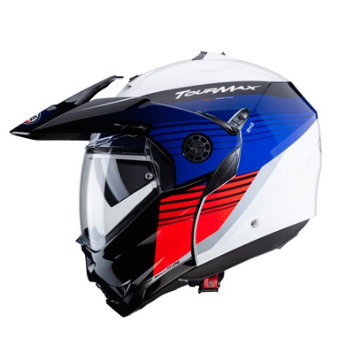 CABERG Capacete TOURMAX TITAN Branco/Azul/Verm. CAB | Capacete Modular